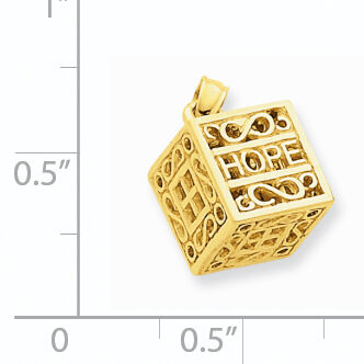 14K 3D Faith and Hope Prayer Box Charm-D986