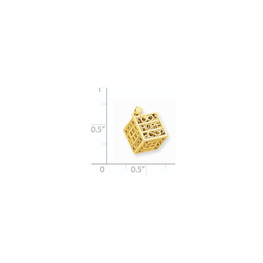 14K 3D Faith and Hope Prayer Box Charm-D986