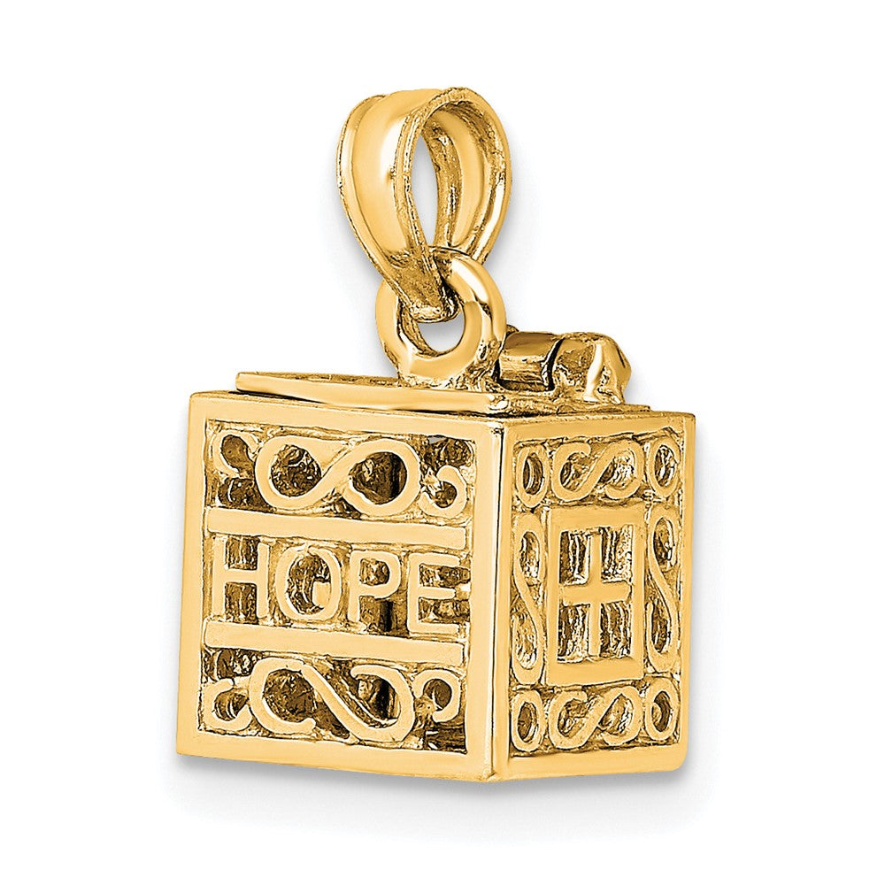 14K 3D Faith and Hope Prayer Box Charm-D986