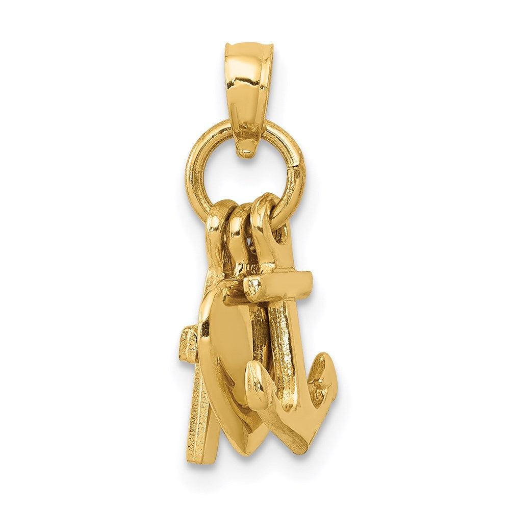 14K 3D Faith, Hope and Charity Charm-D988