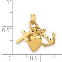 14K 3D Faith, Hope and Charity Charm-D988