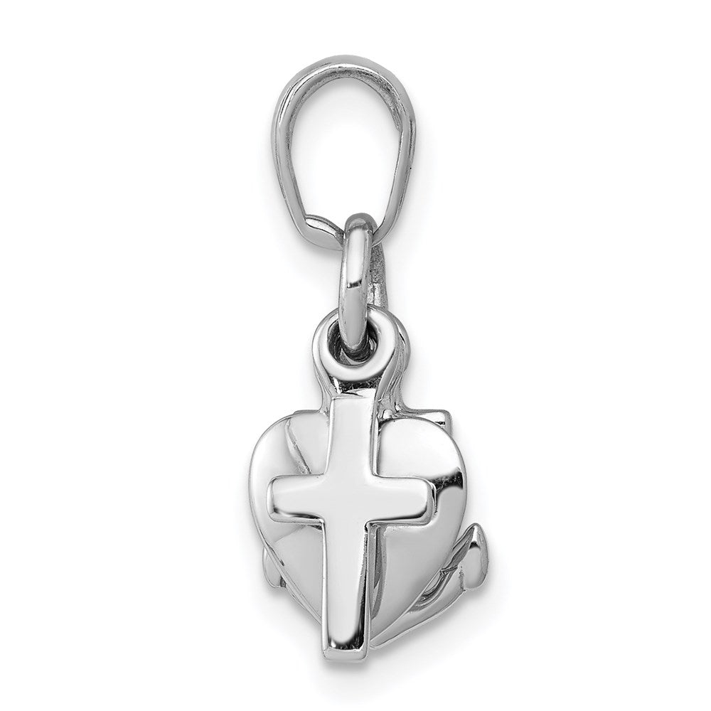14K White Gold 3D Faith, Hope and Charity Charm-D988W