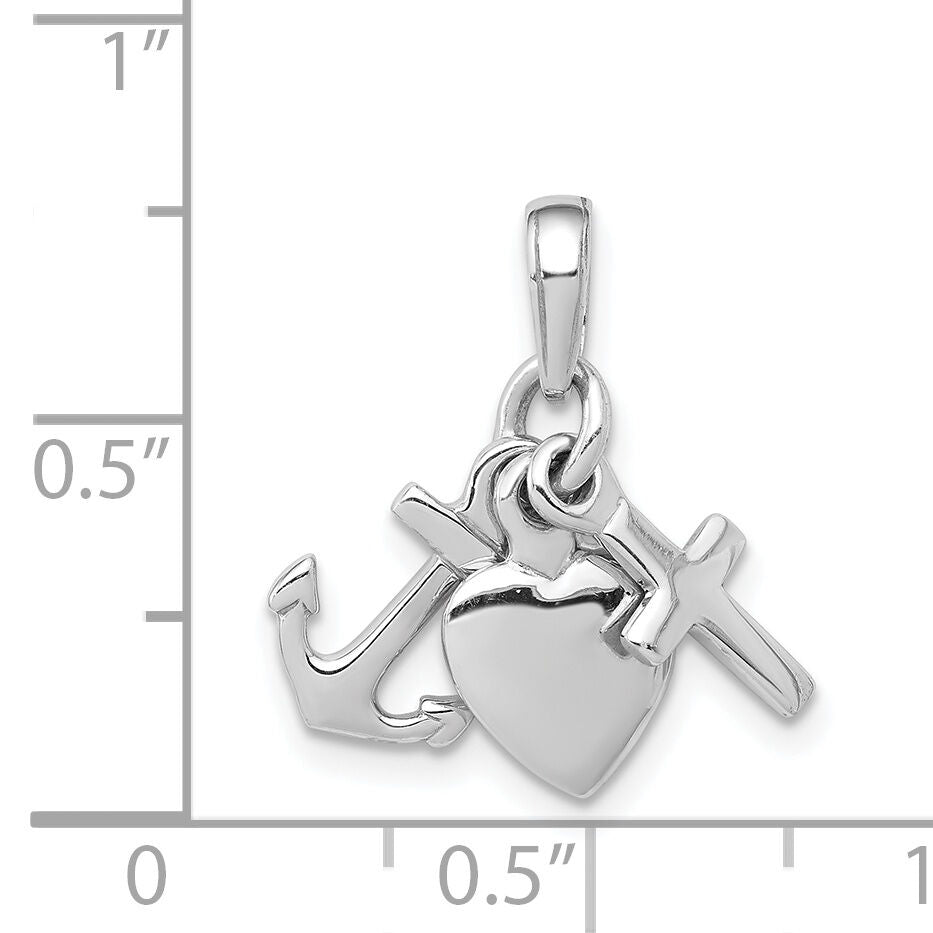 14K White Gold 3D Faith, Hope and Charity Charm-D988W
