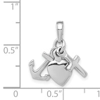 14K White Gold 3D Faith, Hope and Charity Charm-D988W