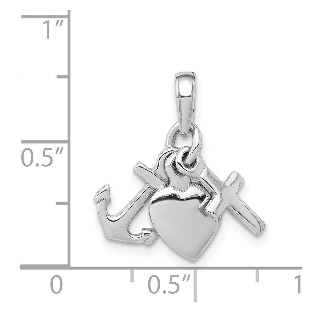 14K White Gold 3D Faith, Hope and Charity Charm-D988W