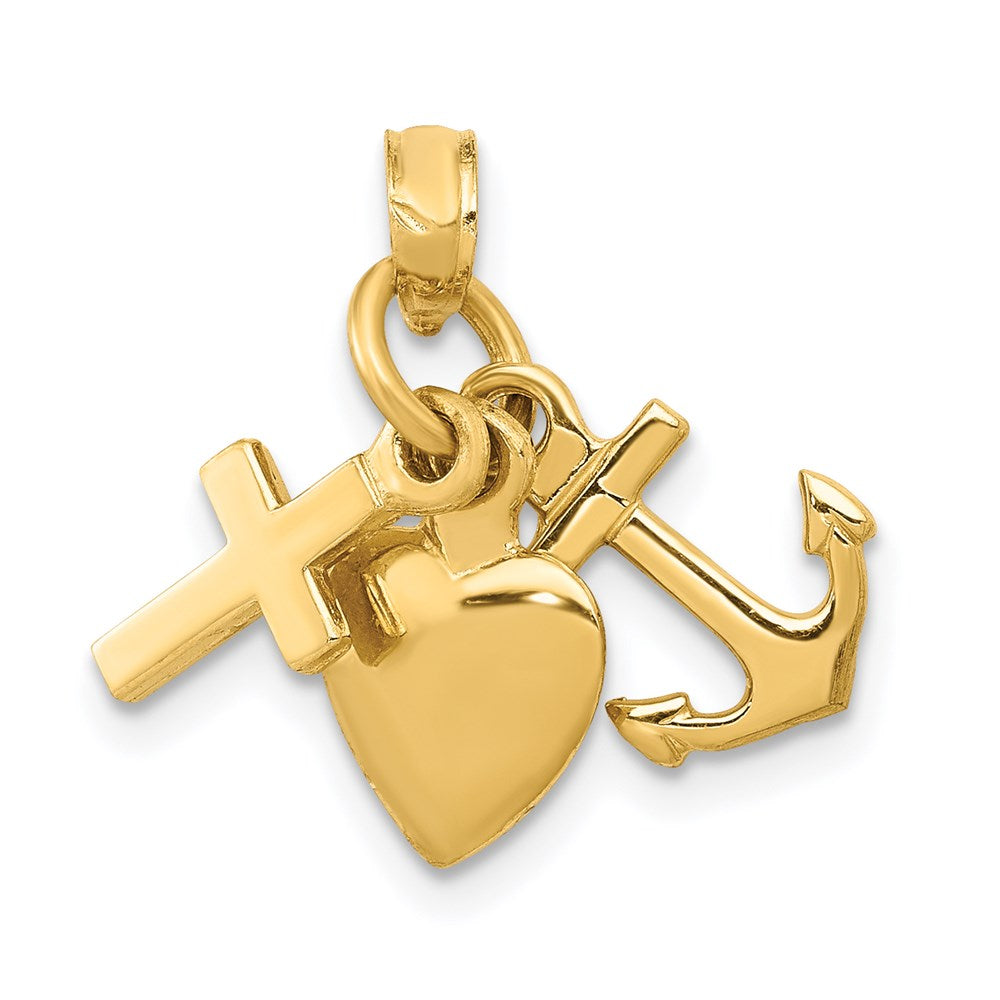 14K 3D Faith, Hope and Charity Charm-D988