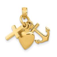 14K 3D Faith, Hope and Charity Charm-D988