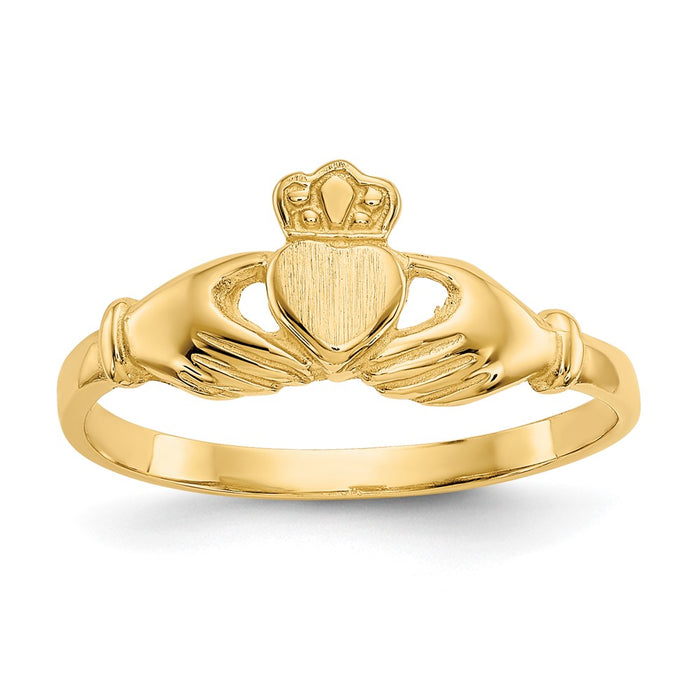 14k Polished and Satin Claddagh Ring-D99