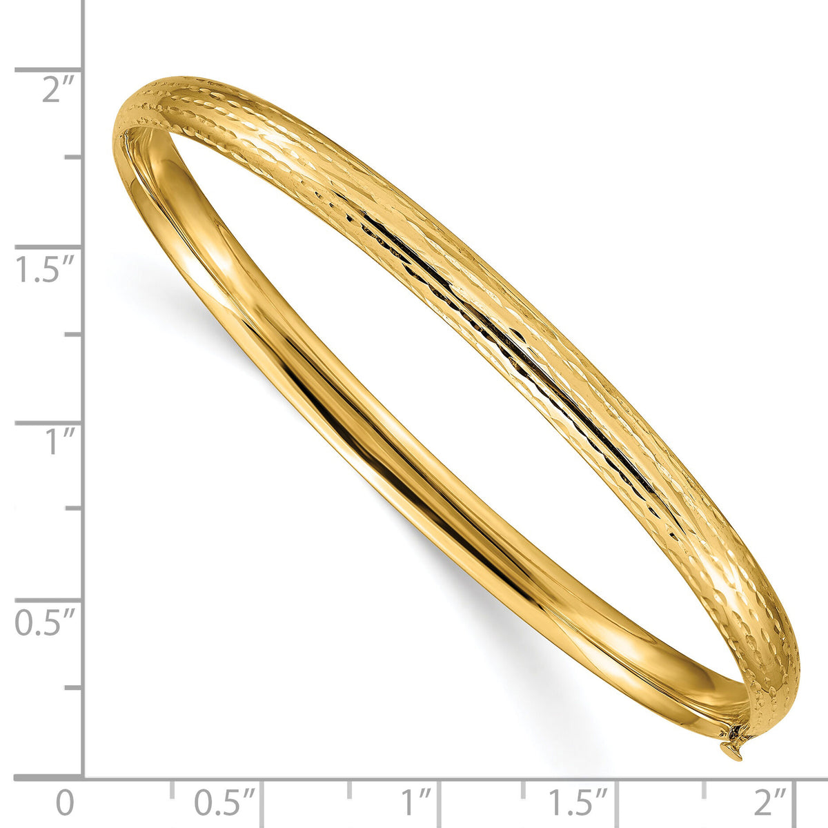 14k 3/16 Diamond-cut Fancy Hinged Bangle Bracelet-DB102