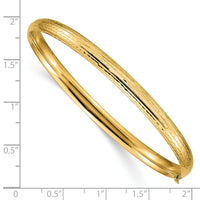 14k 3/16 Diamond-cut Fancy Hinged Bangle Bracelet-DB102