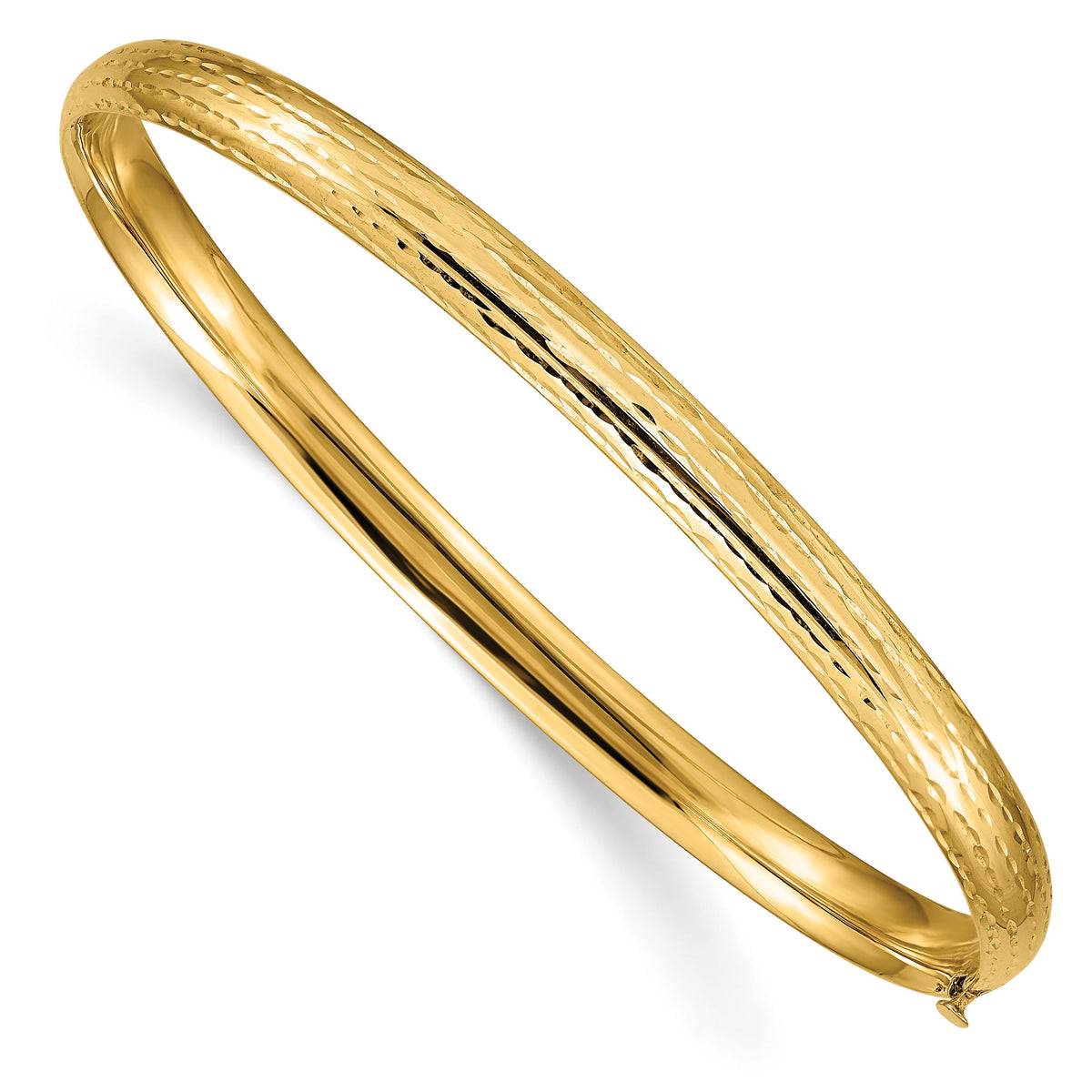 14k 3/16 Diamond-cut Fancy Hinged Bangle Bracelet-DB102