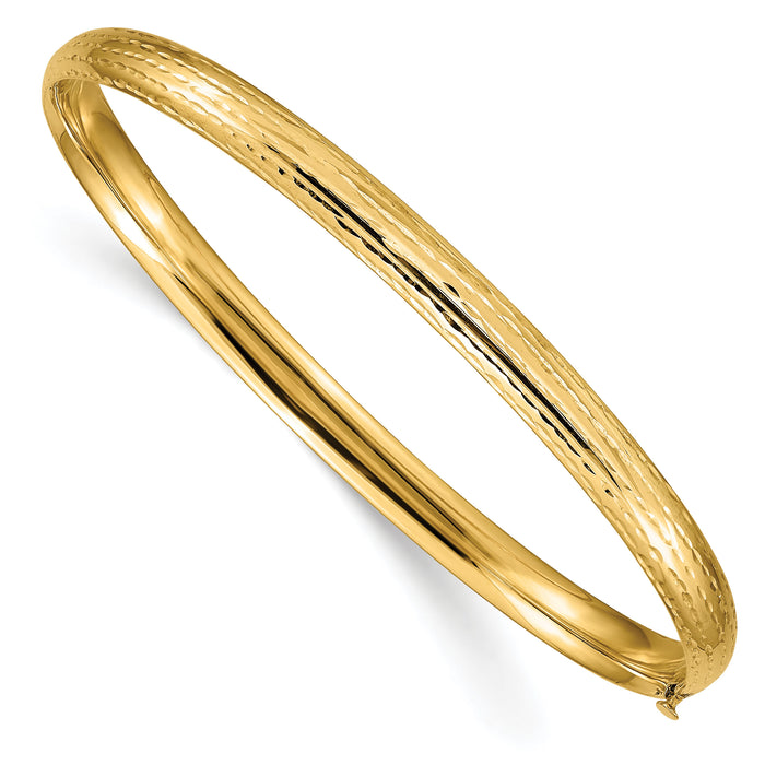 14k 3/16 Diamond-cut Fancy Hinged Bangle Bracelet-DB102