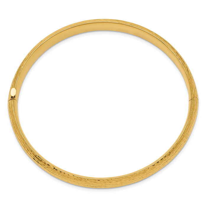 14k 5/16 Diamond-cut Fancy Hinged Bangle Bracelet-DB104