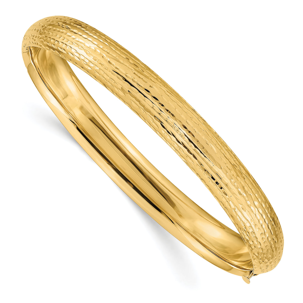14k 5/16 Diamond-cut Fancy Hinged Bangle Bracelet-DB104