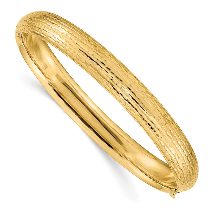 14k 5/16 Diamond-cut Fancy Hinged Bangle Bracelet-DB104