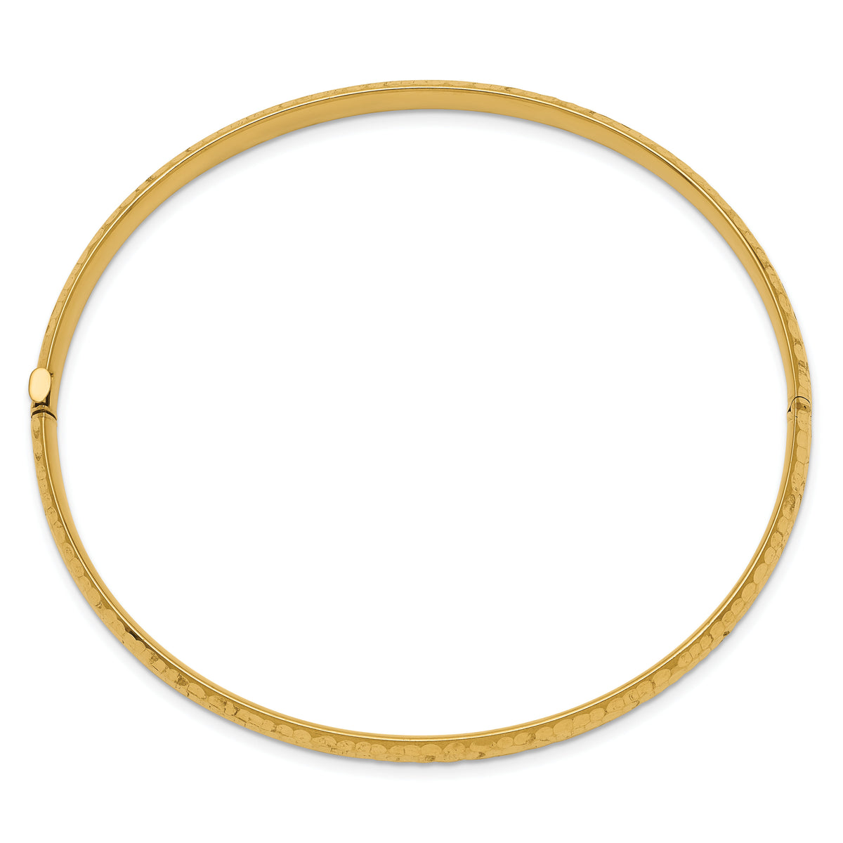 14k 3/16 Fancy Hammered Hinged Bangle Bracelet-DB106