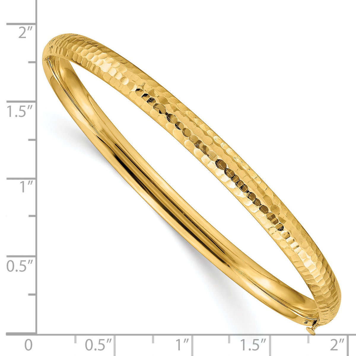 14k 3/16 Fancy Hammered Hinged Bangle Bracelet-DB106