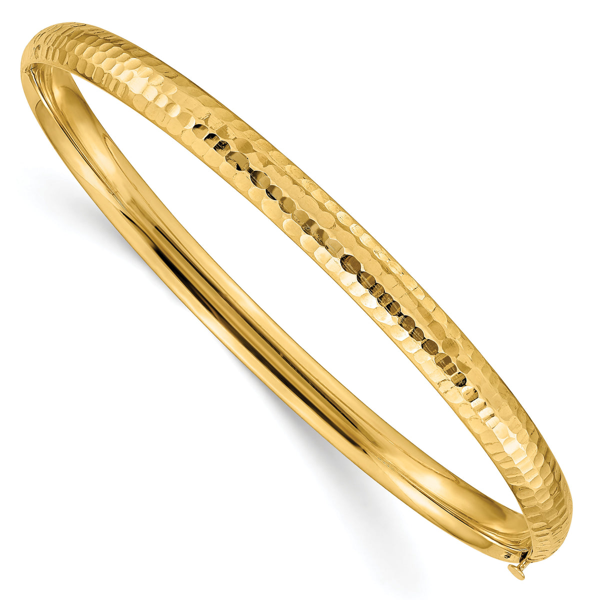 14k 3/16 Fancy Hammered Hinged Bangle Bracelet-DB106