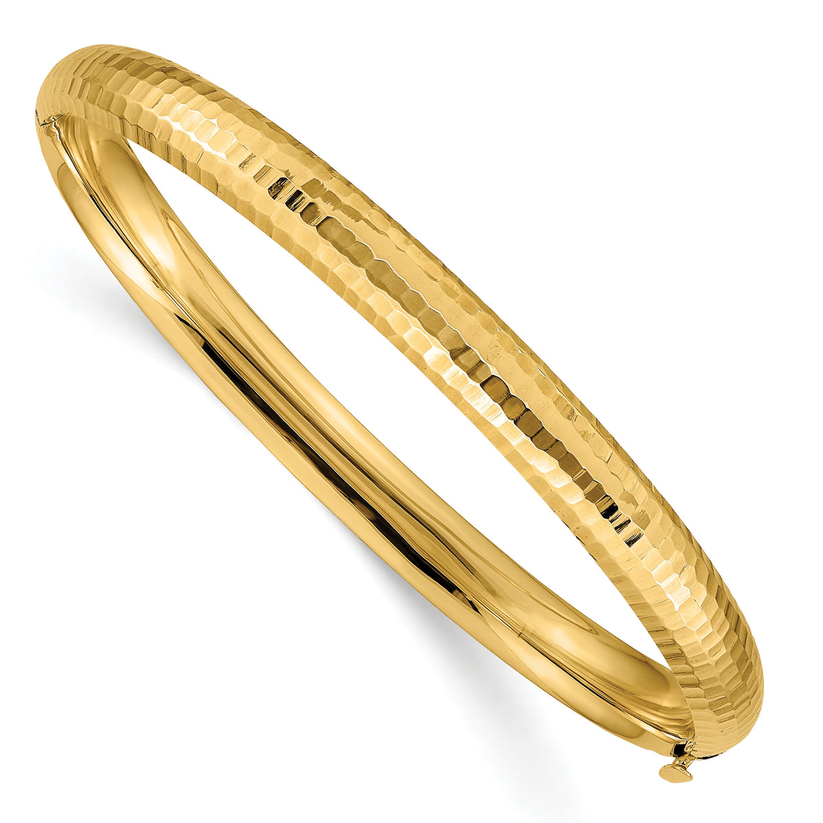 14k 4/16 Hammered Fancy Hinged Bangle Bracelet-DB107