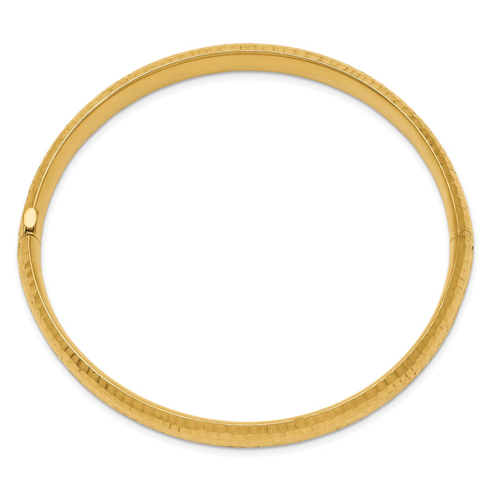14k 5/16 Hammered Fancy Hinged Bangle Bracelet-DB108