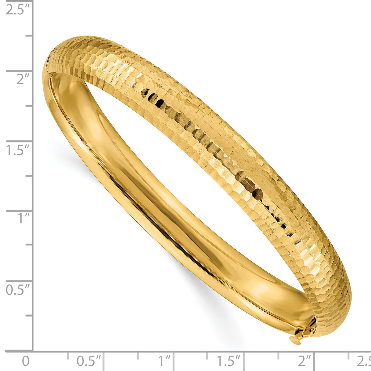 14k 5/16 Hammered Fancy Hinged Bangle Bracelet-DB108