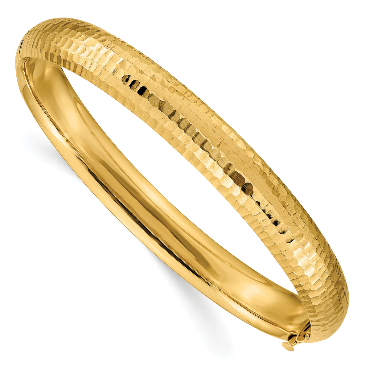 14k 5/16 Hammered Fancy Hinged Bangle Bracelet-DB108