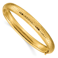 14k 5/16 Hammered Fancy Hinged Bangle Bracelet-DB108