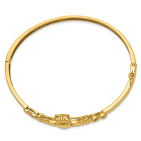 14k 4mm Diamond-cut Claddagh Hinged Bangle Bracelet-DB249