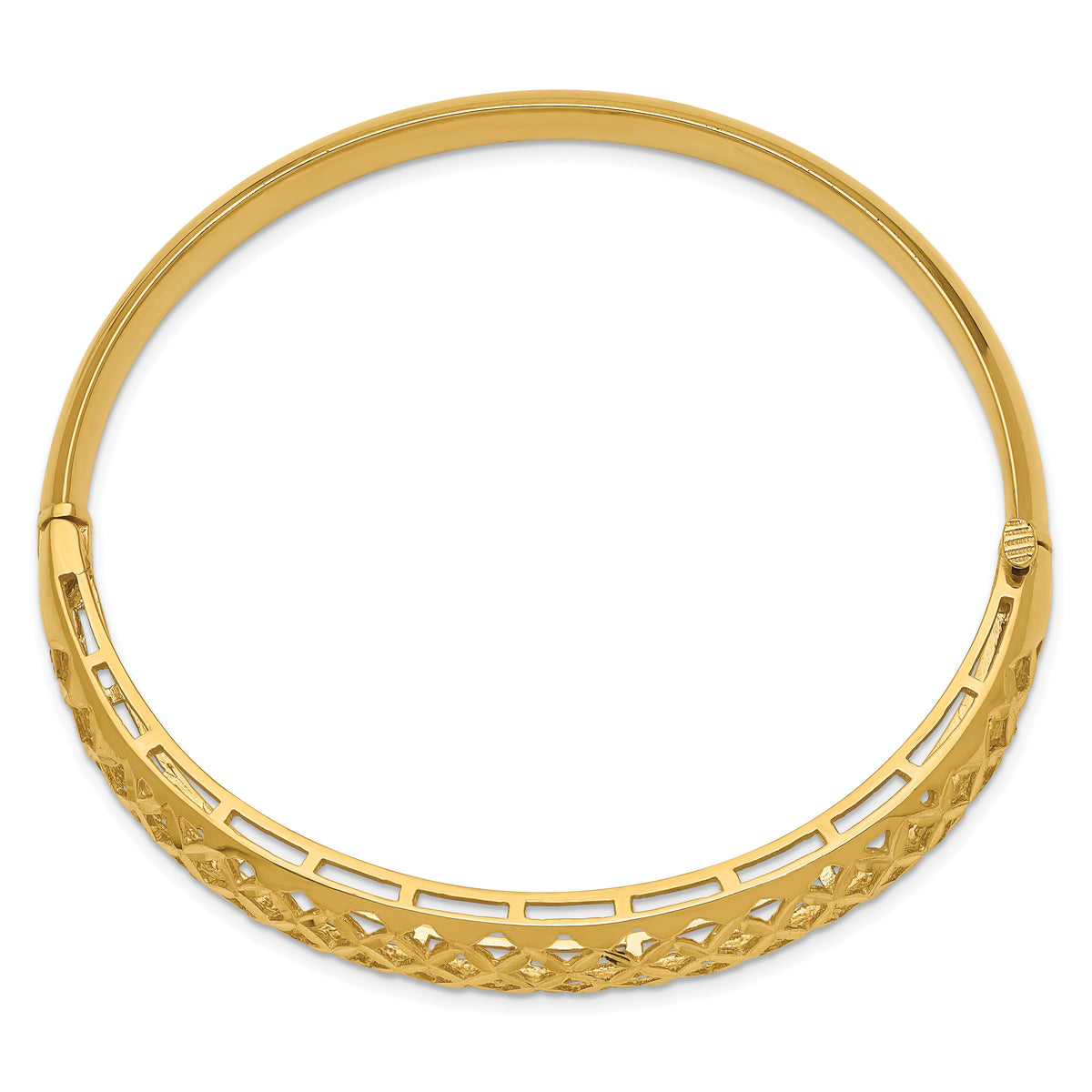 14k 6.25-12.5mm Graduated Fancy Weave Hinged Bangle Bracelet-DB256