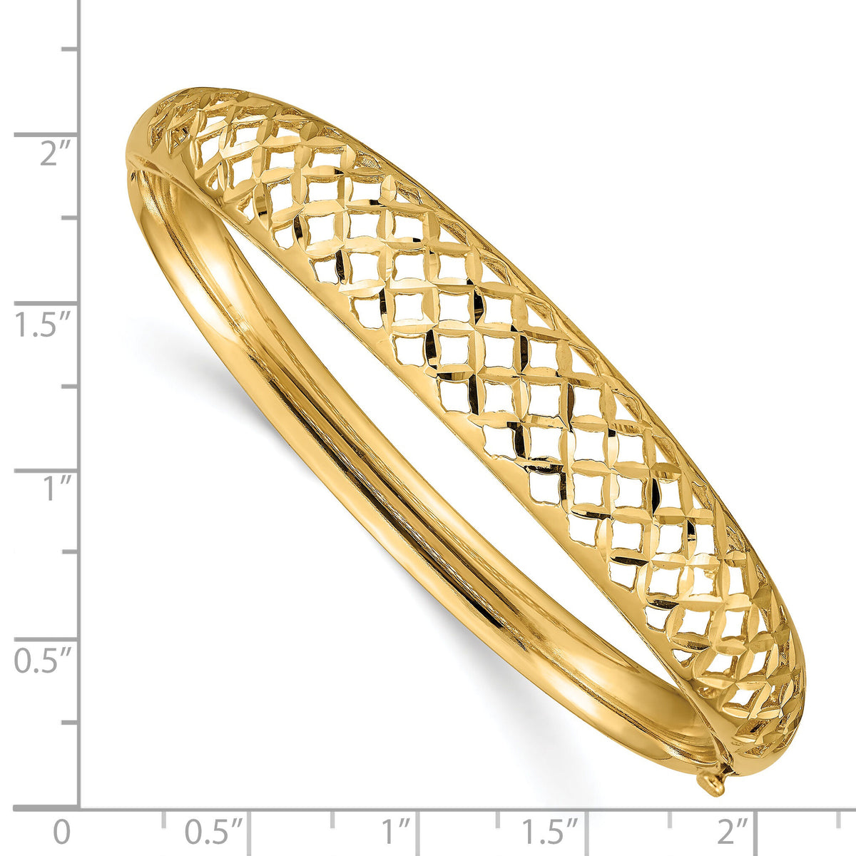 14k 6.25-12.5mm Graduated Fancy Weave Hinged Bangle Bracelet-DB256