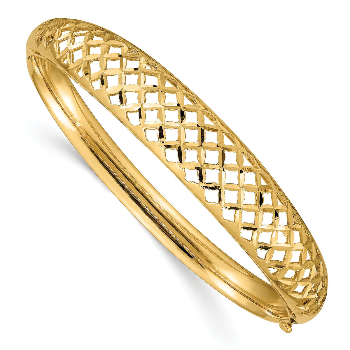 14k 6.25-12.5mm Graduated Fancy Weave Hinged Bangle Bracelet-DB256