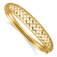 14k 6.25-12.5mm Graduated Fancy Weave Hinged Bangle Bracelet-DB256