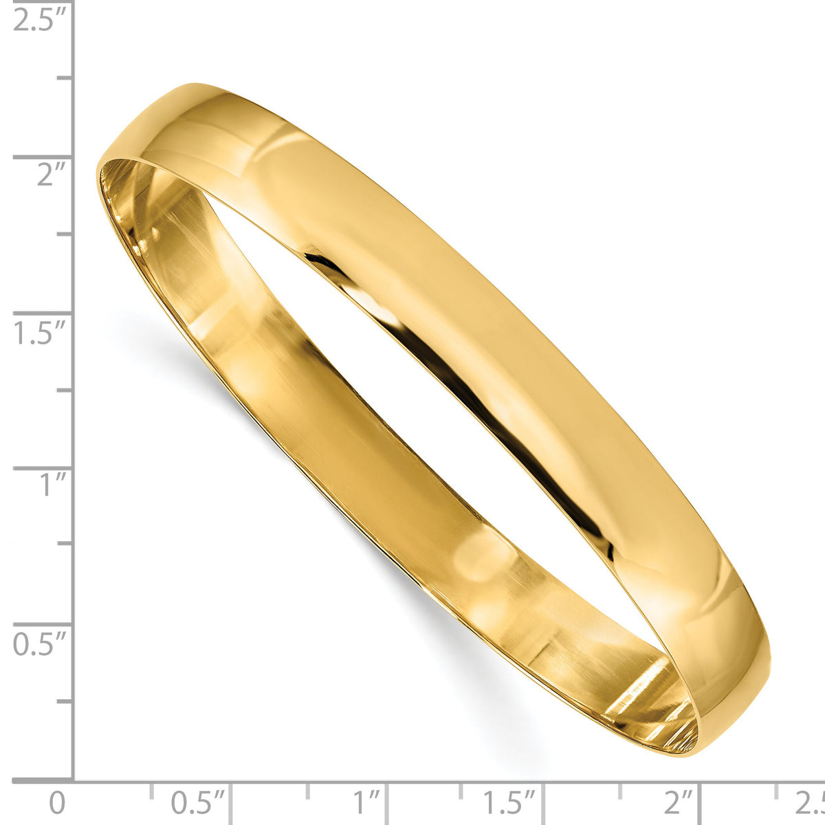 14k 8mm Solid Polished Half-Round Slip-On Bangle-DB309