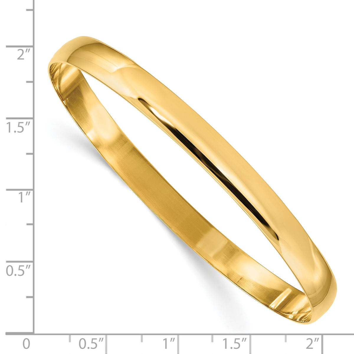 14k 6mm Solid Polished Half-Round Slip-On Bangle-DB310