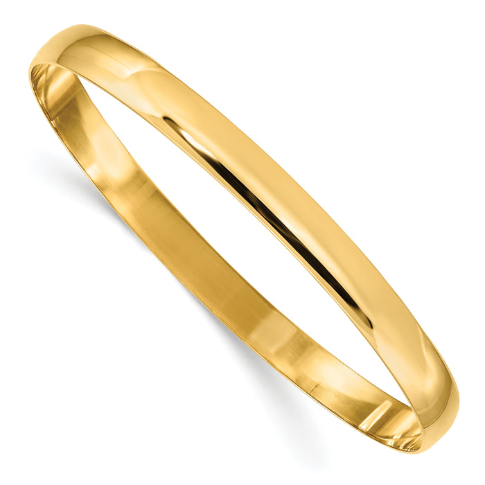 14k 6mm Solid Polished Half-Round Slip-On Bangle-DB310