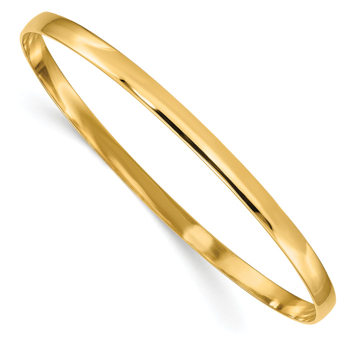 14k 4mm Solid Polished Half-Round Slip-On Bangle-DB311