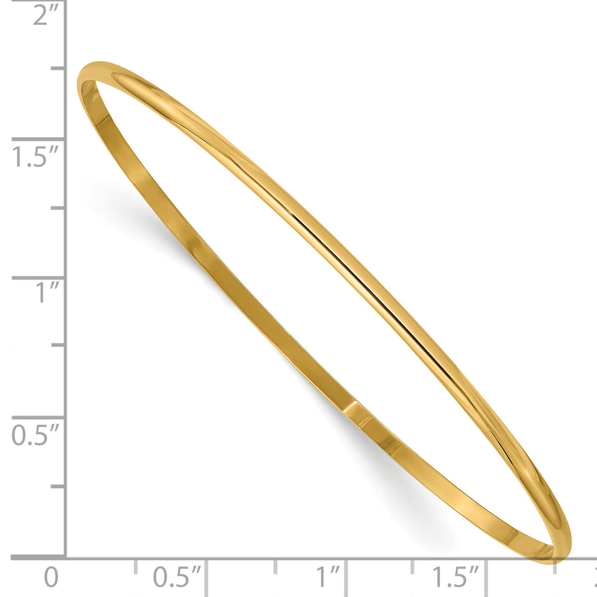 14k 2mm Solid Polished Half-Round Slip-On Bangle-DB312