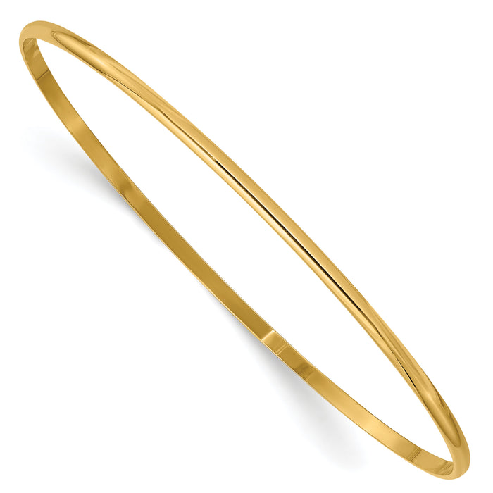 14k 2mm Solid Polished Half-Round Slip-On Bangle-DB312