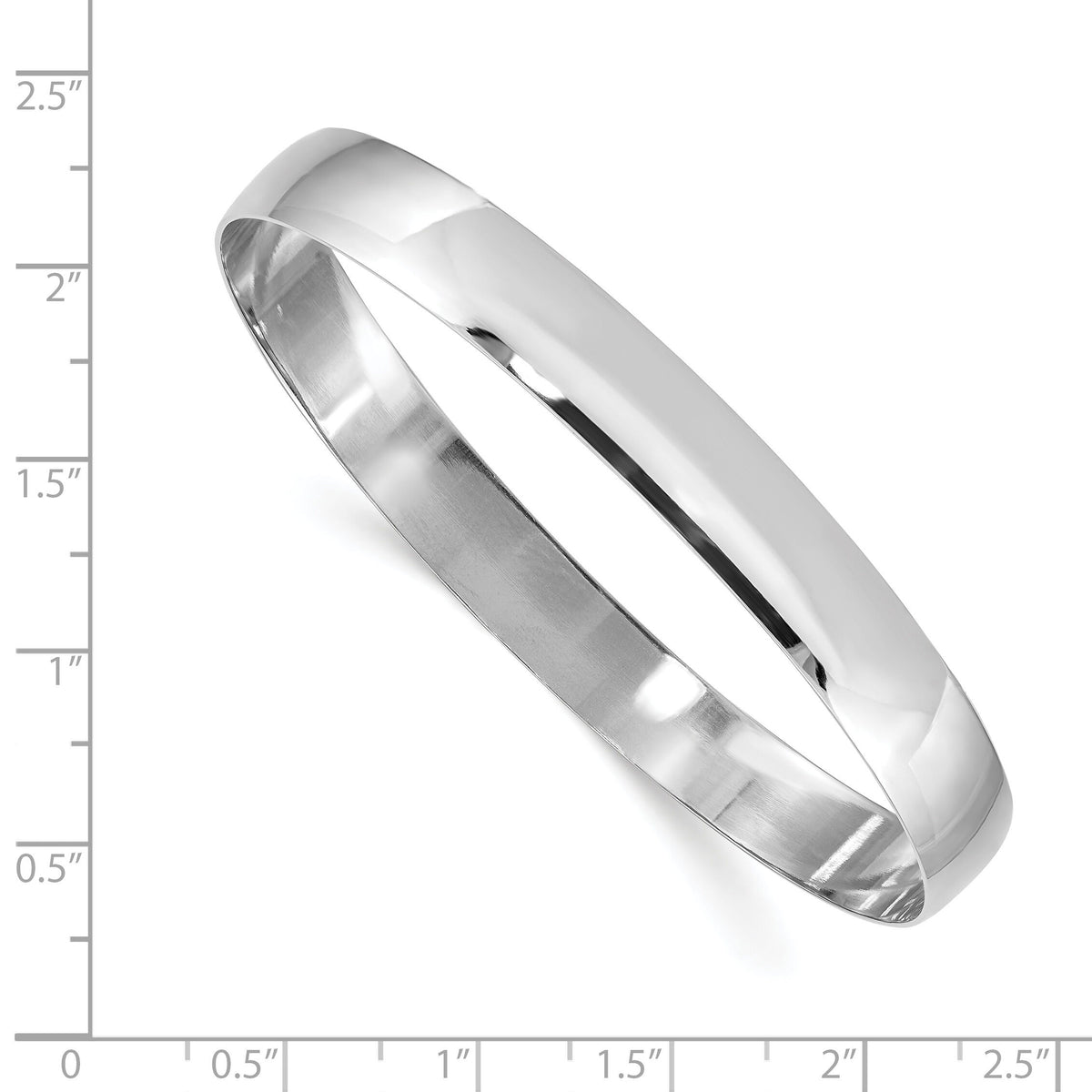 14k White Gold 8mm Solid Polished Half-Round Slip-On Bangle-DB313