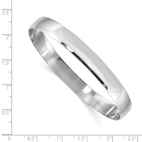 14k White Gold 8mm Solid Polished Half-Round Slip-On Bangle-DB313