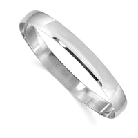 14k White Gold 8mm Solid Polished Half-Round Slip-On Bangle-DB313