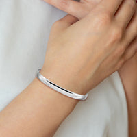 14k White Gold 6mm Solid Polished Half-Round Slip-On Bangle-DB314