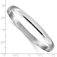14k White Gold 6mm Solid Polished Half-Round Slip-On Bangle-DB314