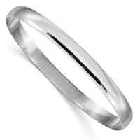 14k White Gold 6mm Solid Polished Half-Round Slip-On Bangle-DB314