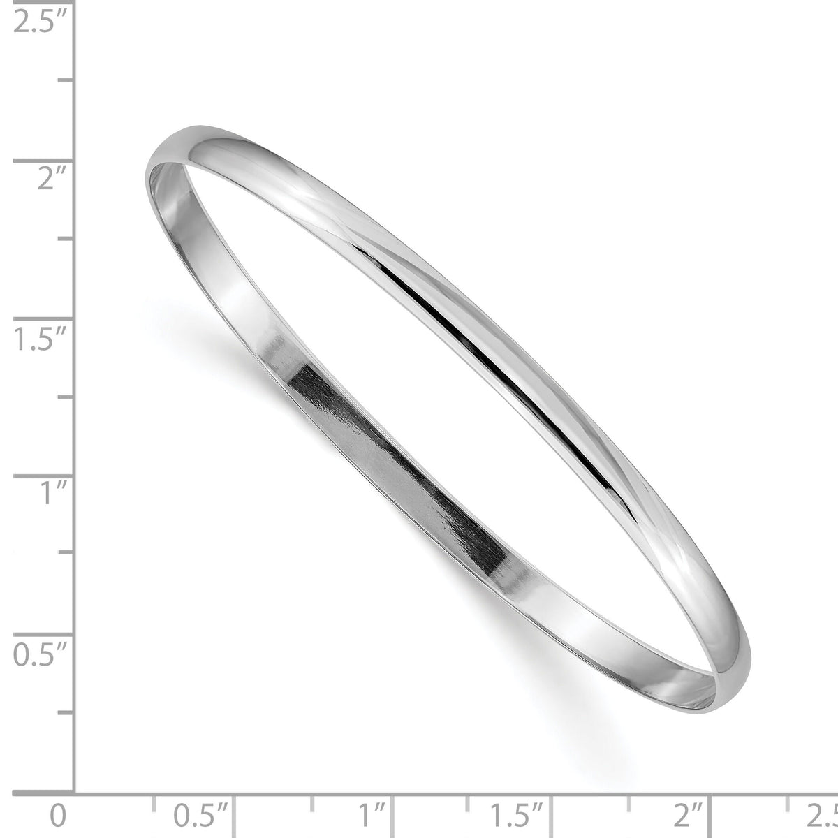14k White Gold 4mm Solid Polished Half-Round Slip-On Bangle-DB315