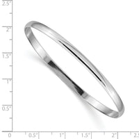 14k White Gold 4mm Solid Polished Half-Round Slip-On Bangle-DB315