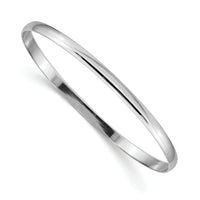 14k White Gold 4mm Solid Polished Half-Round Slip-On Bangle-DB315