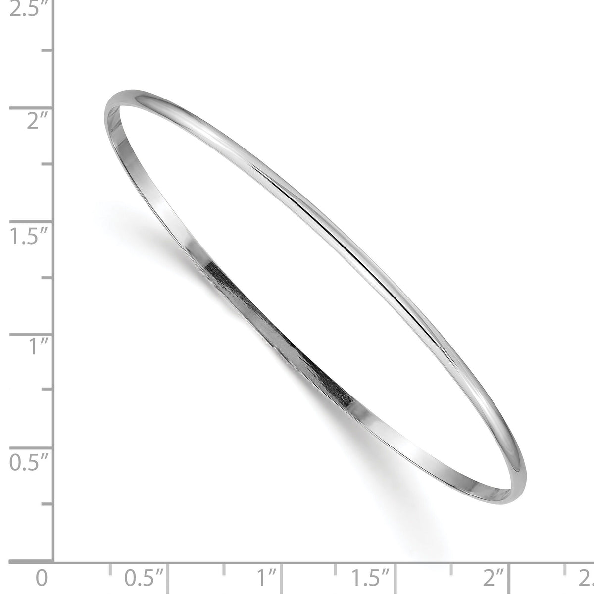 14k White Gold 2mm Solid Polished Half-Round Slip-On Bangle-DB316