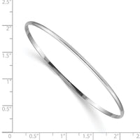14k White Gold 2mm Solid Polished Half-Round Slip-On Bangle-DB316