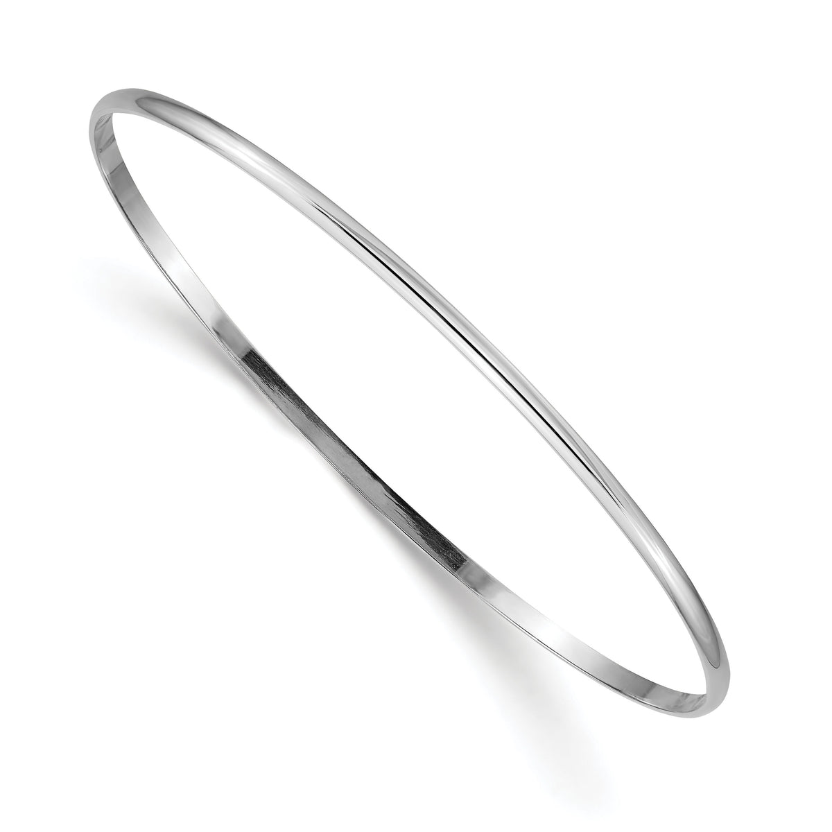 14k White Gold 2mm Solid Polished Half-Round Slip-On Bangle-DB316
